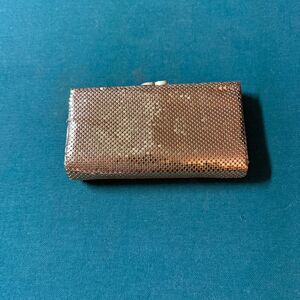 Gold Metal Mesh Evening Clutch Purse Vintage Style Formal Kiss Lock Bag